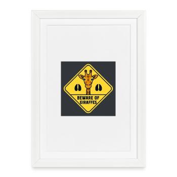 Giraffe Warning Sign - Framed poster (27 × 37 cm) - white - Front