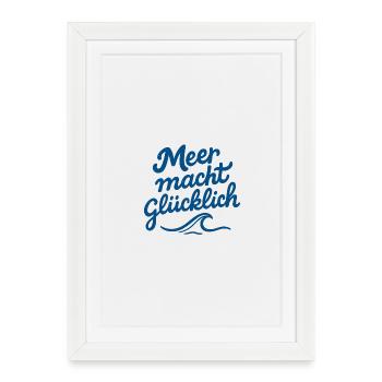 Sea Makes Happy Typography Wave - Framed poster (27 × 37 cm) - white - Front