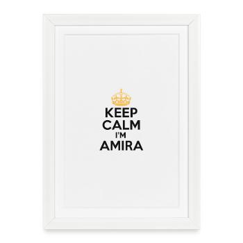 Restez calme – Je m’appelle Amira 💖 - Affiche encadrée (27 × 37 cm) - blanc - Devant