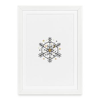 Lune étoilée flocon de neige cosmique - Affiche encadrée (27 × 37 cm) - blanc - Devant
