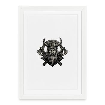 Viking avec hache Odin Thor Guerrier Valhalla - Affiche encadrée (27 × 37 cm) - blanc - Devant