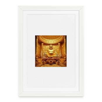 Temple de Bouddha Bitcoin doré - Affiche encadrée (27 × 37 cm) - blanc - Devant