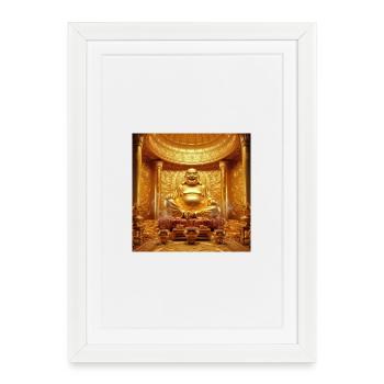 Scène du temple du Bouddha doré - Affiche encadrée (27 × 37 cm) - blanc - Devant