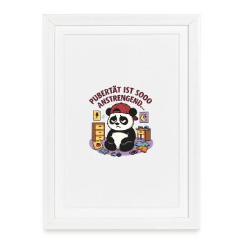 Puberty is so exhausting Panda - Framed poster (27 × 37 cm) - white - Front