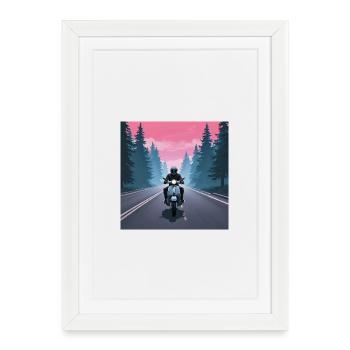 Motorcyclists in the forest - Framed poster (27 × 37 cm) - white - Front