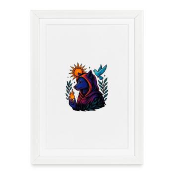 Llama del Espíritu – Arte Cósmico del Lobo - Affiche encadrée (27 × 37 cm) - blanc - Devant
