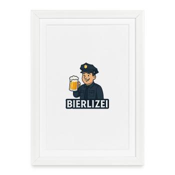 Motif de policier à bière avec chope à bière - Affiche encadrée (27 × 37 cm) - blanc - Devant