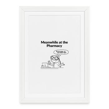 Un design ludique pour le pharmacien et le pharmaconome - Affiche encadrée (27 × 37 cm) - blanc - Devant