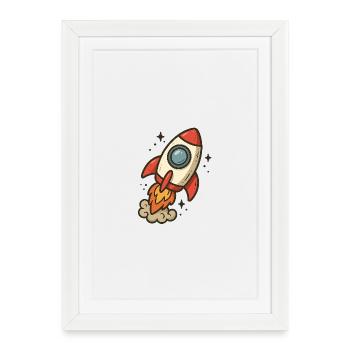 Fusée cartoon spatiale - Affiche encadrée (27 × 37 cm) - blanc - Devant