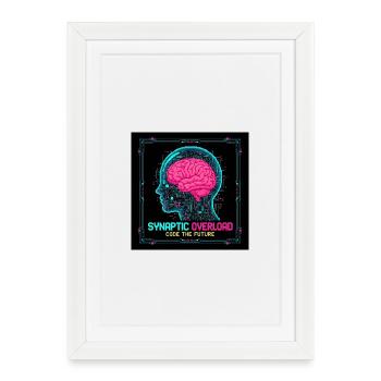 Synaptic Overload Neon Brain - Framed poster (27 × 37 cm) - white - Front