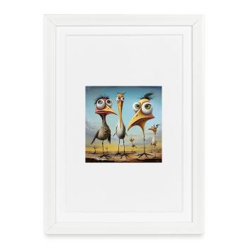 Volée d’oiseaux animée sur la plage - Affiche encadrée (27 × 37 cm) - blanc - Devant