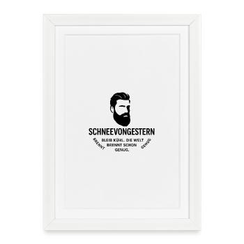 Beard Head Portrait with Text Graphics(SnowFromYesterday) - Framed poster (27 × 37 cm) - white - Front