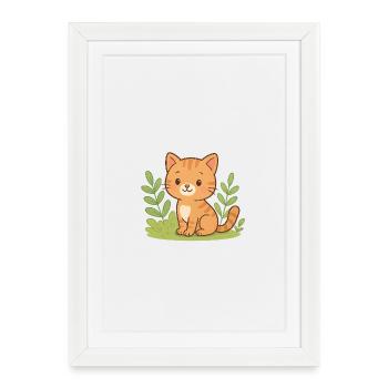 Cuddly kitten in the green - Framed poster (27 × 37 cm) - white - Front