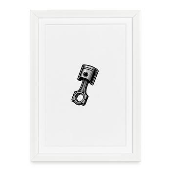 Monochrome industrial piston - Framed poster (27 × 37 cm) - white - Front