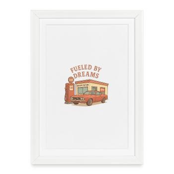 Voiture rétro conduite par Dreams - Affiche encadrée (27 × 37 cm) - blanc - Devant