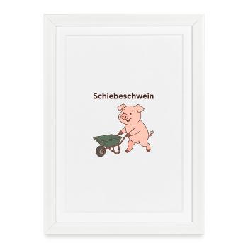 Pousser le cochon - Affiche encadrée (27 × 37 cm) - blanc - Devant