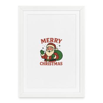 Joyeux Père Noël - Père Noël - Dessin animé - Affiche encadrée (27 × 37 cm) - blanc - Devant