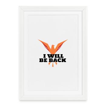 Geometric orange phoenix in flight - Framed poster (27 × 37 cm) - white - Front