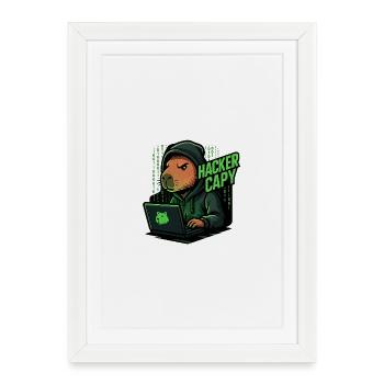 Hacker Capy – Cyber Capybara Tech - Affiche encadrée (27 × 37 cm) - blanc - Devant