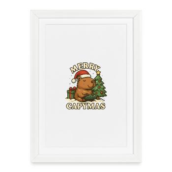 Merry Capymas – Cute Capybara Christmas 🎄
 - Gerahmtes Poster (27 × 37 cm) - Weiß - Vorne