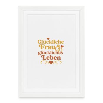 Happy woman, happy life - Framed poster (27 × 37 cm) - white - Front