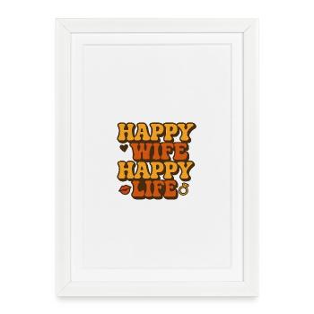Femme heureuse Vie heureuse Rétro - Affiche encadrée (27 × 37 cm) - blanc - Devant