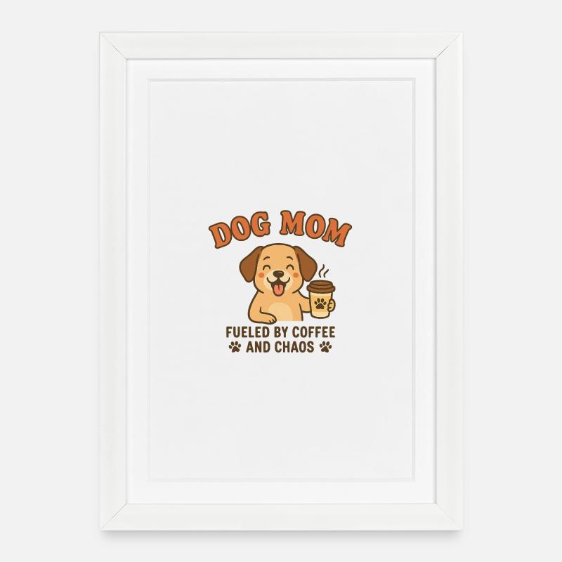Chien Maman Café Chaos - Affiche encadrée (27 × 37 cm) - blanc