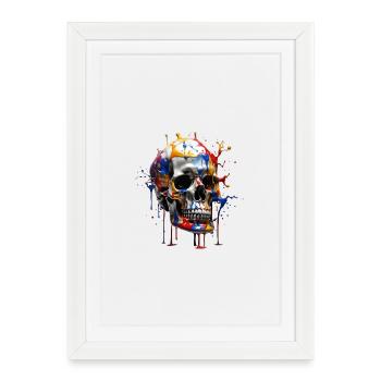 Skull painted with splashes - Framed poster (27 × 37 cm) - white - Front
