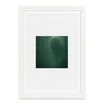 Dinosaure de la Forêt Nuageuse aux yeux de feu - Affiche encadrée (27 × 37 cm) - blanc - Devant