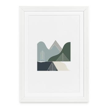 Geometric mountain landscapes - Framed poster (27 × 37 cm) - white - Front