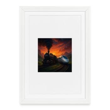 Steam Train vs Future Train - Framed poster (27 × 37 cm) - white - Front