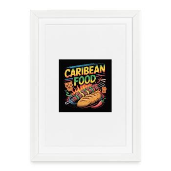 Caribbean cuisine at the neon grill - Framed poster (27 × 37 cm) - white - Front