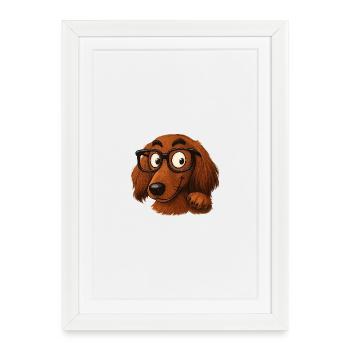 Spectacled Dog Cartoon Character - Framed poster (27 × 37 cm) - white - Front