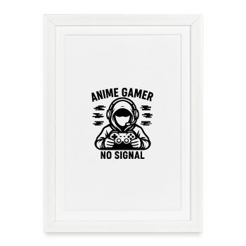 Anime Gamer Sans Signal - Affiche encadrée (27 × 37 cm) - blanc - Devant
