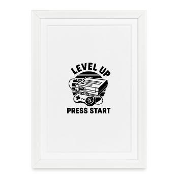 Mise à niveau Appuyer sur Start Retro - Affiche encadrée (27 × 37 cm) - blanc - Devant