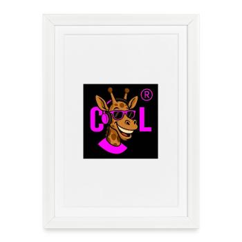 Neon Giraffe DJ with Pink Accessories - Framed poster (27 × 37 cm) - white - Front