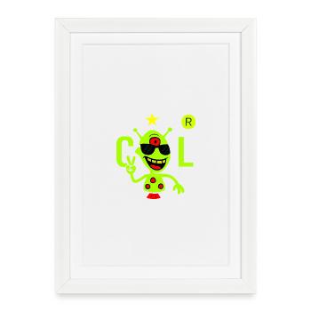Alien vert avec lunettes de soleil - Affiche encadrée (27 × 37 cm) - blanc - Devant