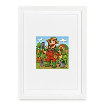 Farmer with Harvest Basket - Framed poster (27 × 37 cm) - white - Front
