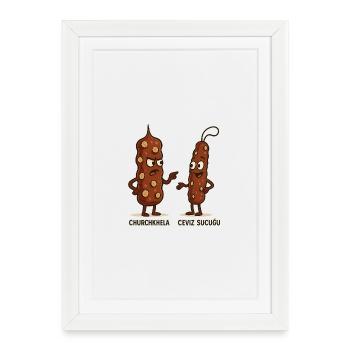 Arguing Cousins Churchkhela vs. Ceviz Sucuğu - Framed poster (27 × 37 cm) - white - Front