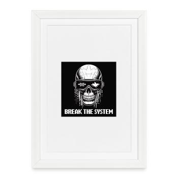 Crâne cyberpunk Break the System - Affiche encadrée (27 × 37 cm) - blanc - Devant