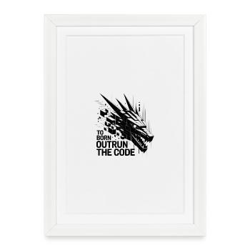 Geometrischer Drachen-Outrun-Code - Gerahmtes Poster (27 × 37 cm) - Weiß - Vorne