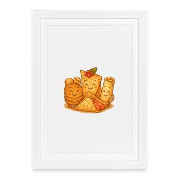Bon blini amis, blinis, pancakes - Affiche encadrée (27 × 37 cm) - blanc - Devant