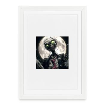 Moonlit Undead – Zombie in the Full Moon - Framed poster (27 × 37 cm) - white - Front