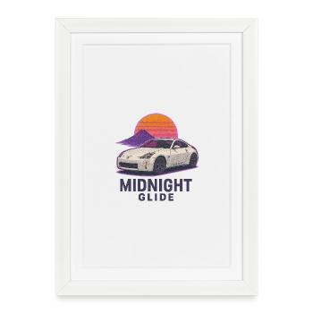 Midnight Glide Retro Sunset Auto - Framed poster (27 × 37 cm) - white - Front