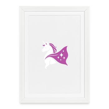 Licorne avec cape, magie dans le cœur - Affiche encadrée (27 × 37 cm) - blanc - Devant