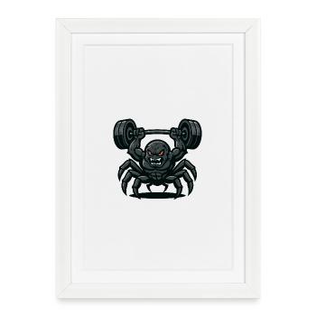 Beast Tarantula Gym – Mächtige Spinne mit Hanteln - Gerahmtes Poster (27 × 37 cm) - Weiß - Vorne