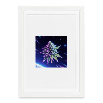 Neon Space Cannabis Leaf - Framed poster (27 × 37 cm) - white - Front