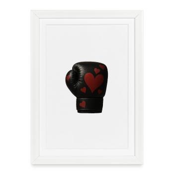 Boxing glove with hearts - Framed poster (27 × 37 cm) - white - Front