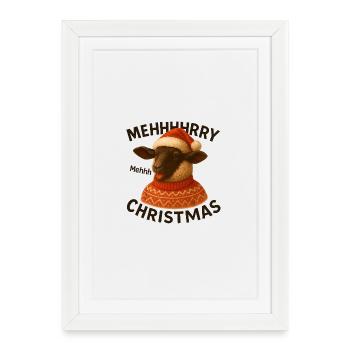 Bof, pull de mouton de Noël - Affiche encadrée (27 × 37 cm) - blanc - Devant