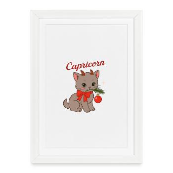 Journée Magique du Chat Capricorne - Affiche encadrée (27 × 37 cm) - blanc - Devant
